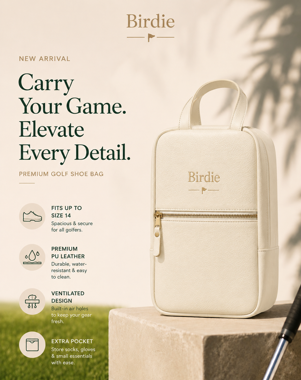 Birdie Golf Shoe Bag — Saddle Tan